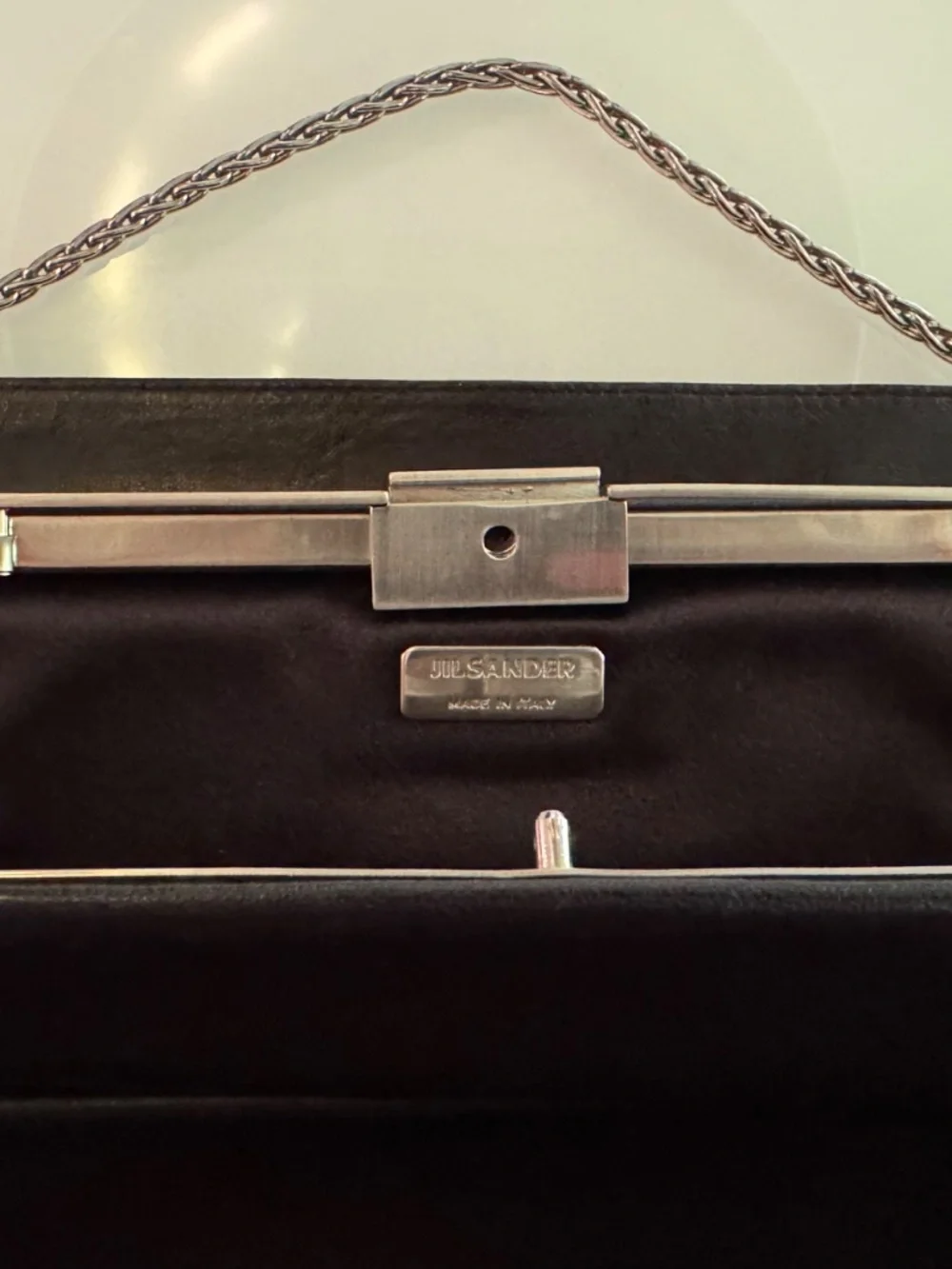 Vintage Jil Sander Black Leather Evening Clutch Shoulder Bag